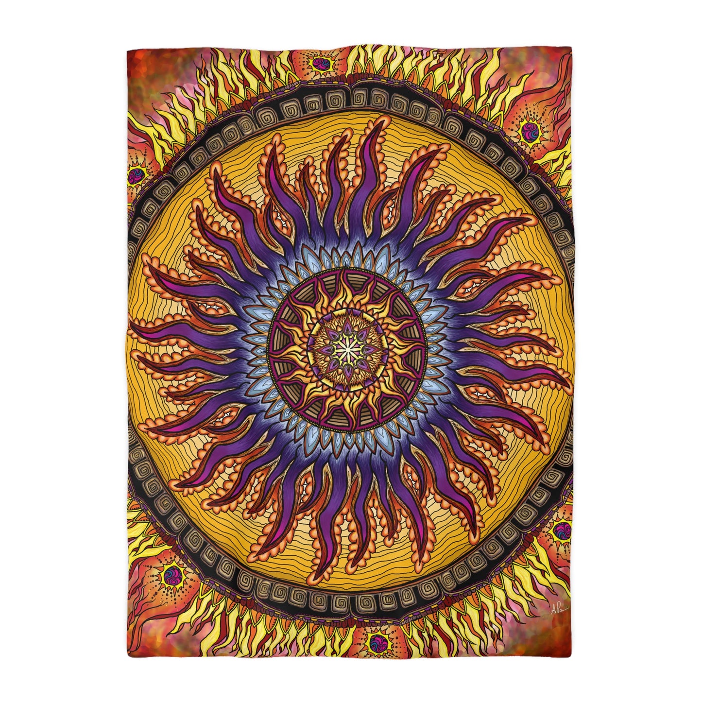 Pacio, Adam - Solar Disc Mandala - Microfiber Duvet Cover