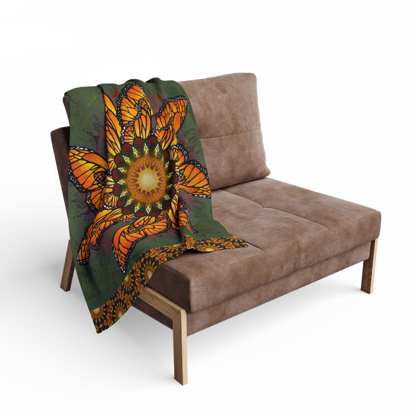 Monarch Butterfly Mandala - Arctic Fleece Blanket