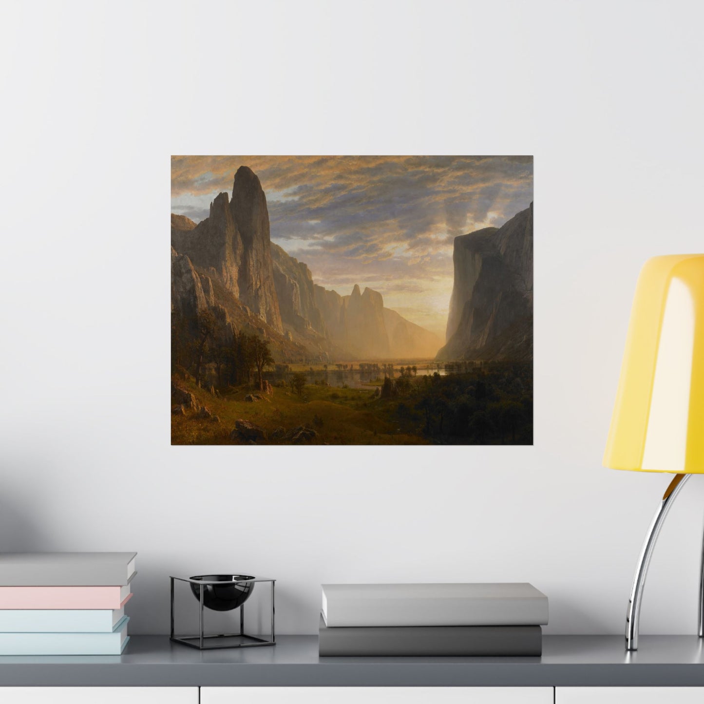 Bierstadt, Albert - Looking Down Yosemite Valley (1865) - Satin Posters