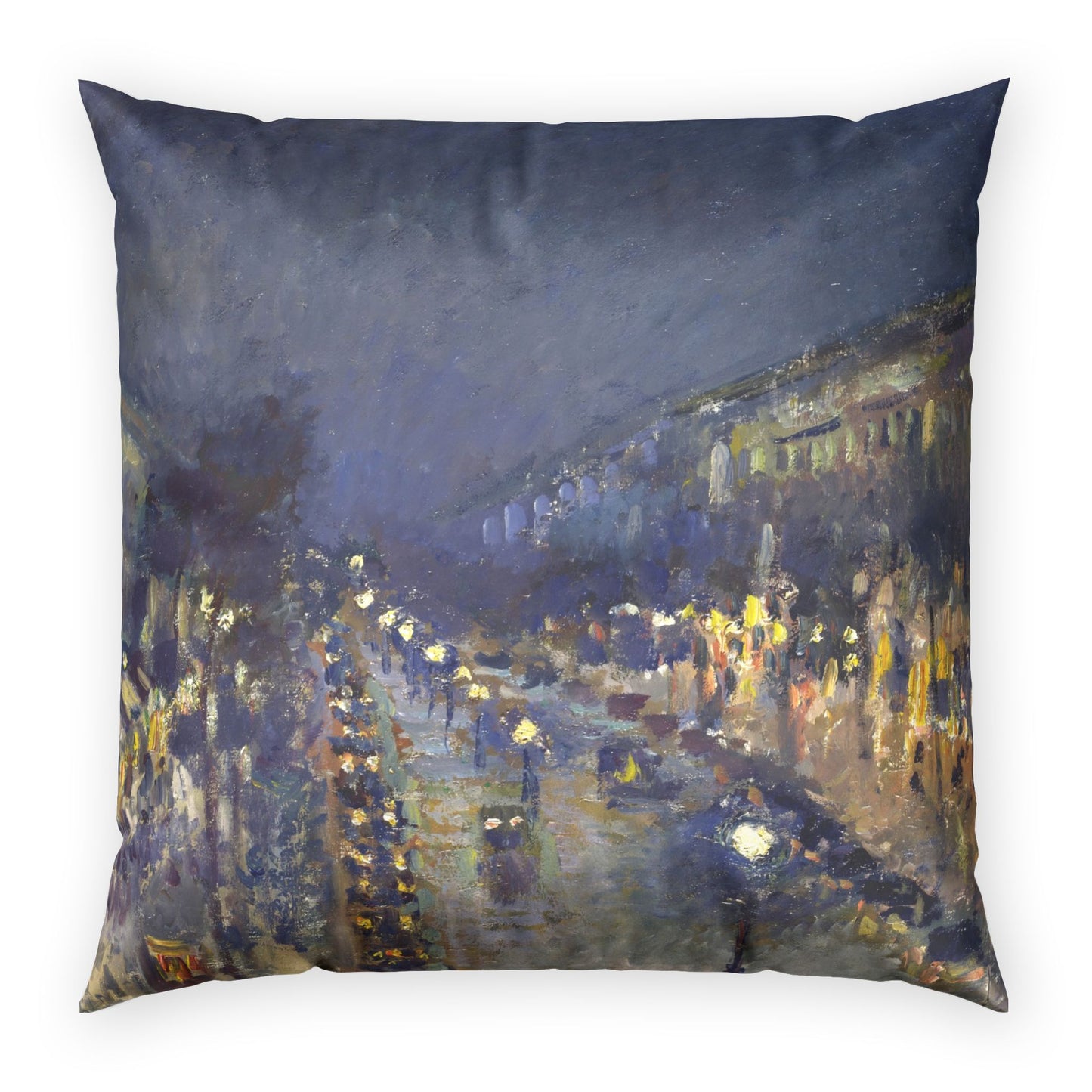 Pissarro, Camille - The Boulevard Montmartre At Night (1897) - Poly Velvet Pillow