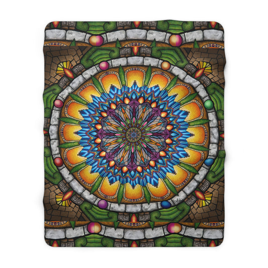 Emerald Arrows Mandala - Sherpa Fleece Blanket