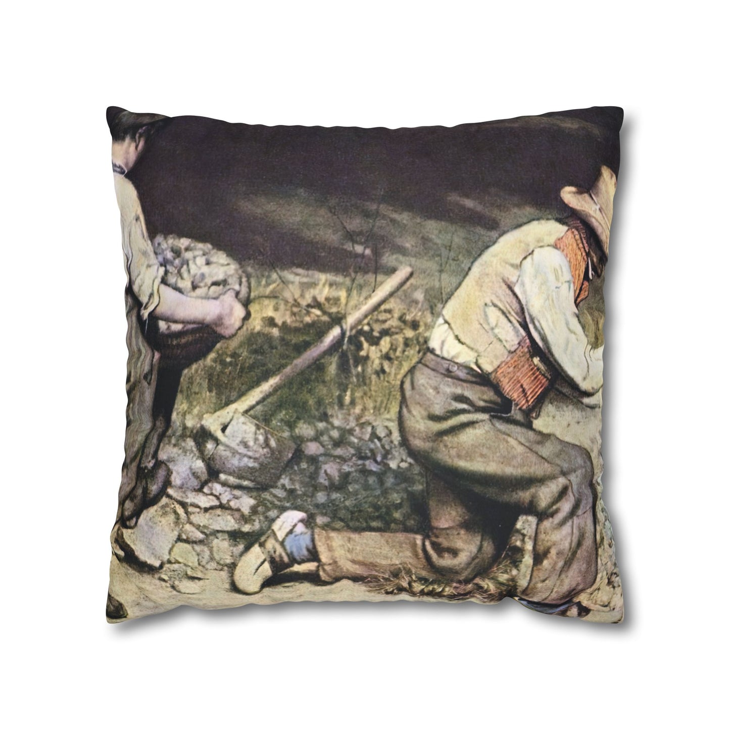 Courbet, Gustave - The Stone Breakers (1850) - Suede Square Pillowcase