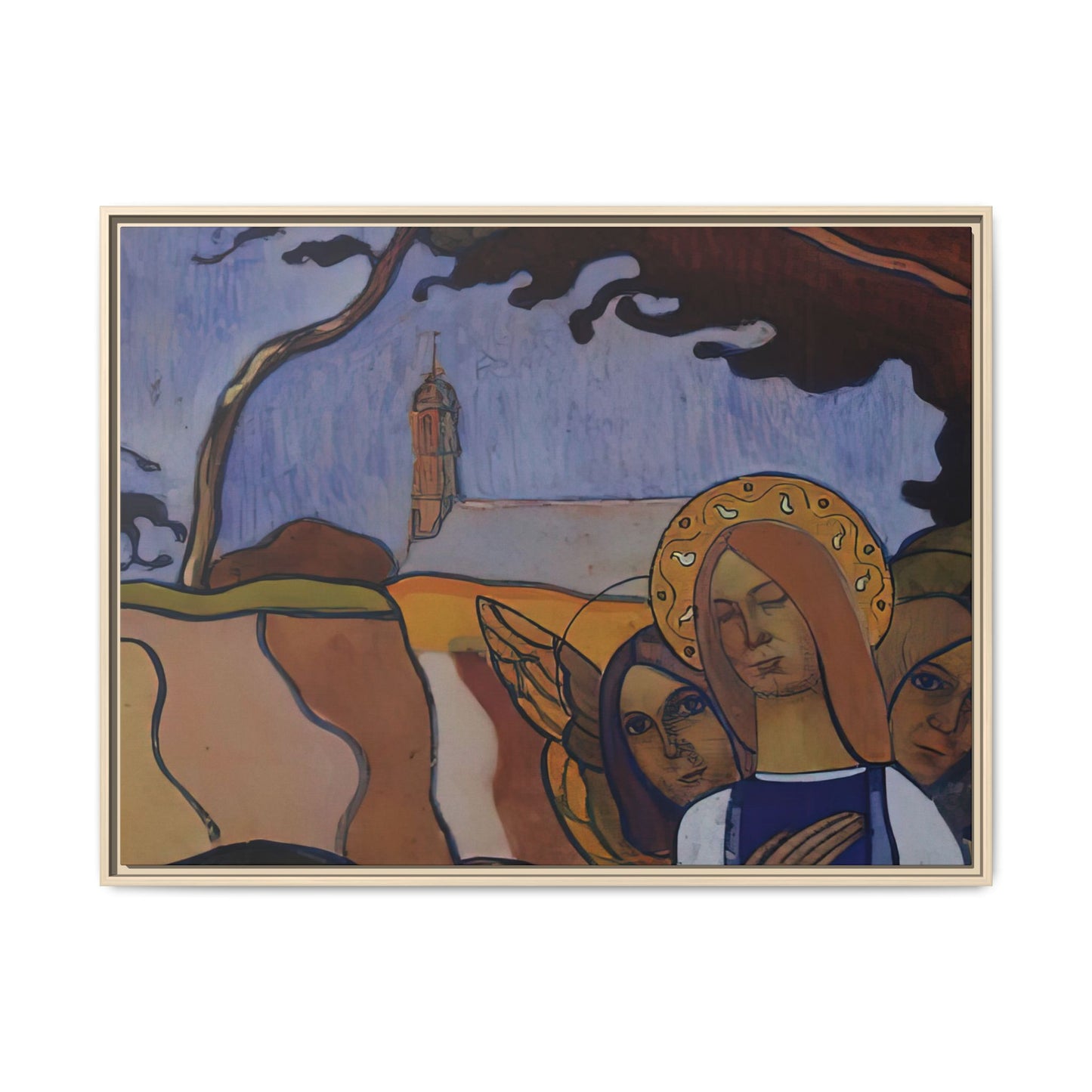 Filiger, Charles - Virgin and Two Angels (1895) - Matte Canvas, Framed
