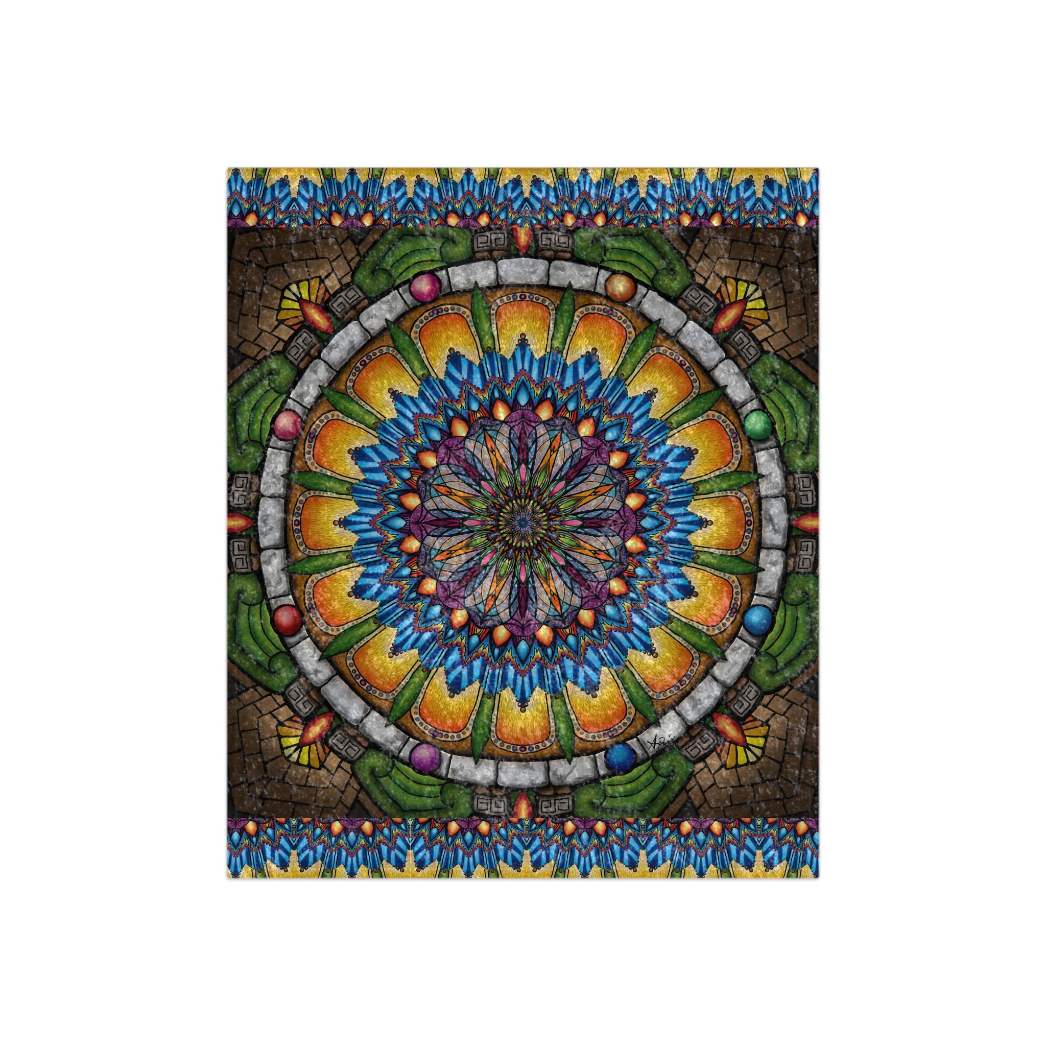 Emerald Arrows Mandala - Crushed Velvet Blanket