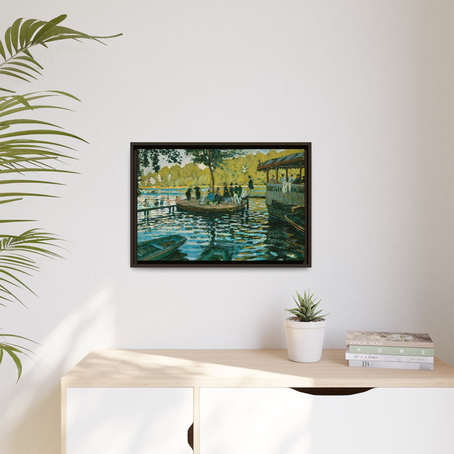 Monet, Claude - La Grenouillere (1869) - Matte Canvas, Framed