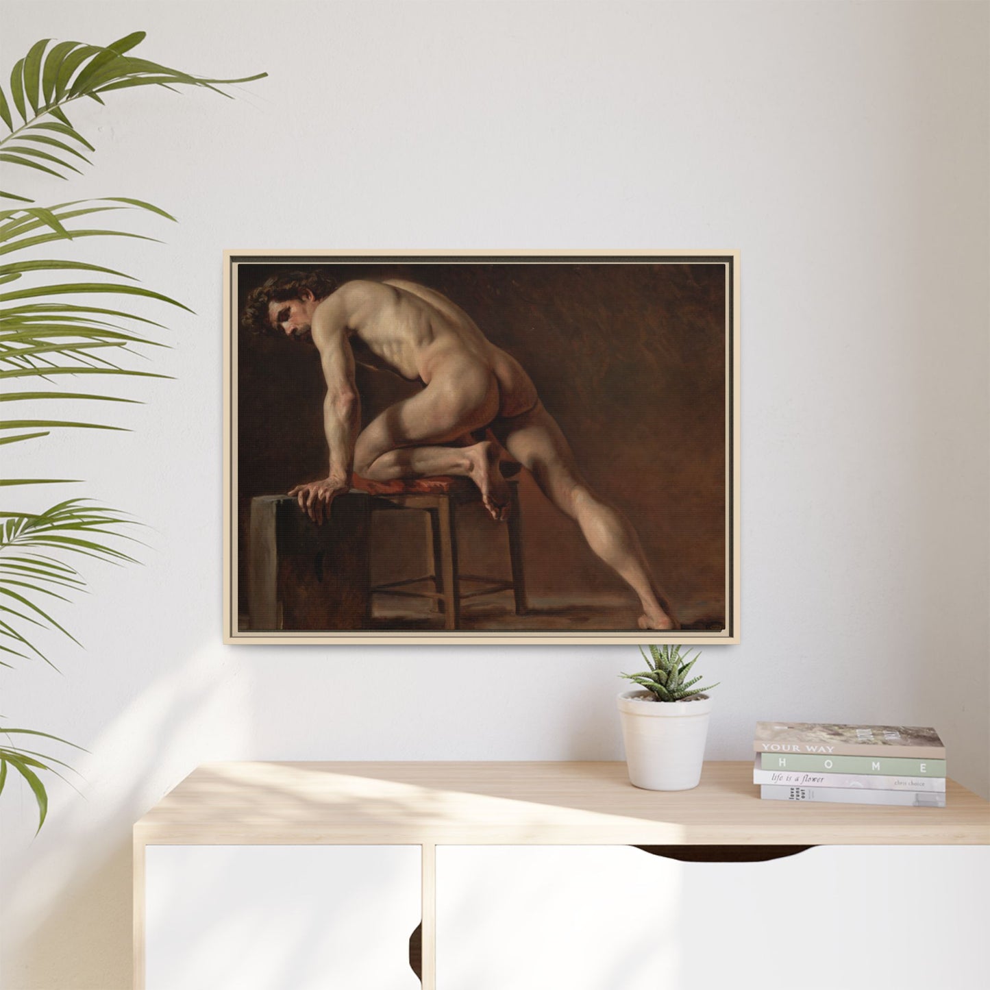 Courbet, Gustave - Study of a Nude Man (1840) - Matte Canvas, Framed