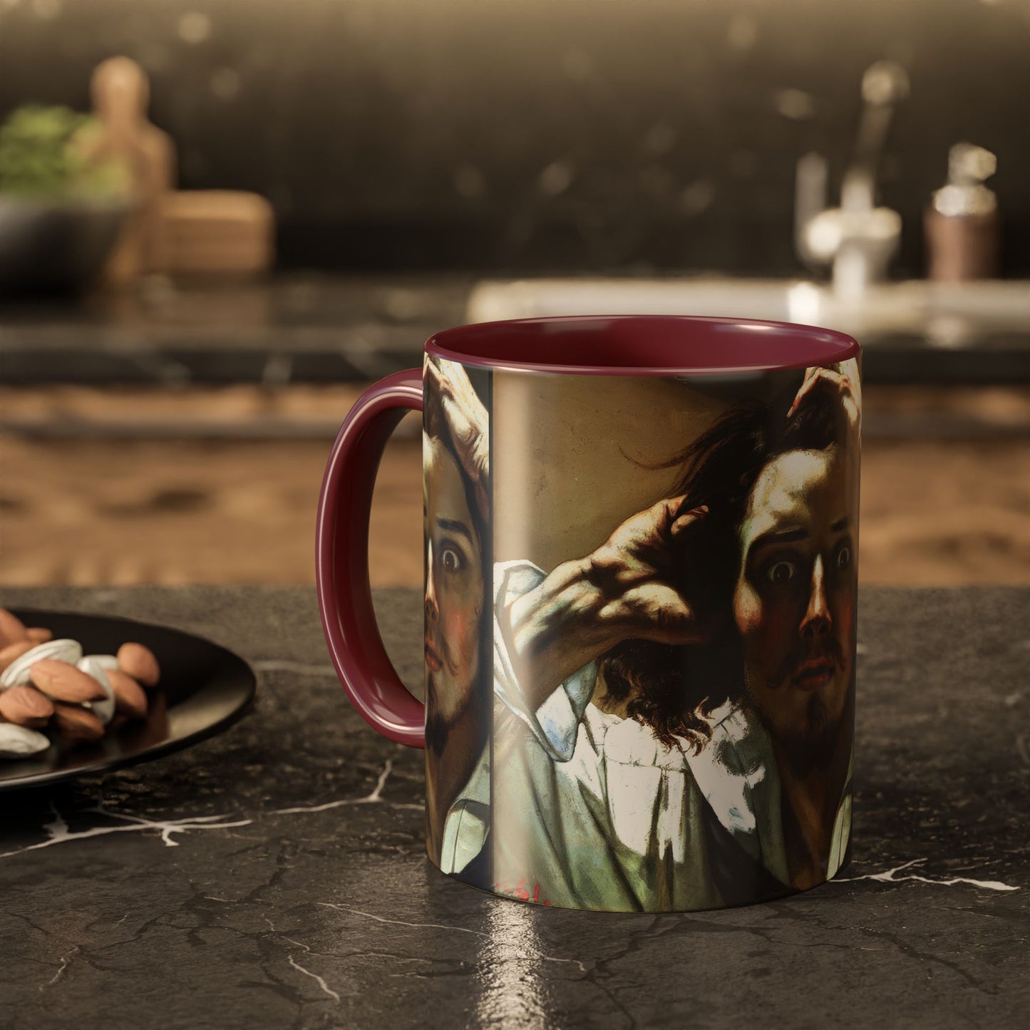 Courbet, Gustave - The Desperate Man (1843) - Colorful Accent Mugs