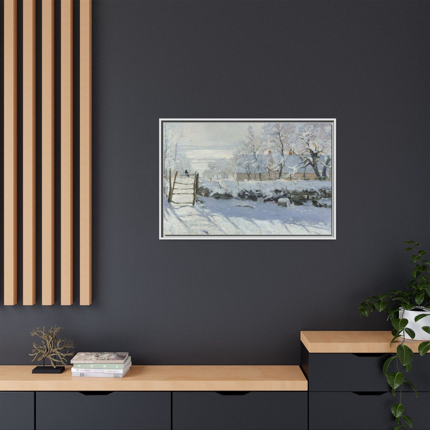 Monet, Claude - The Magpie (1868) - Matte Canvas, Framed