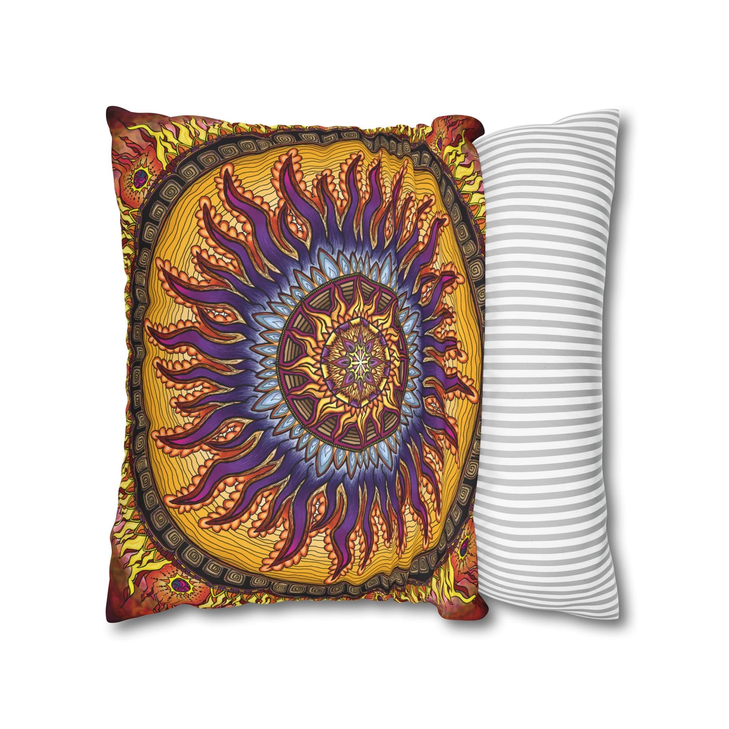 Pacio, Adam - Solar Disc Mandala - Suede Square Pillowcase