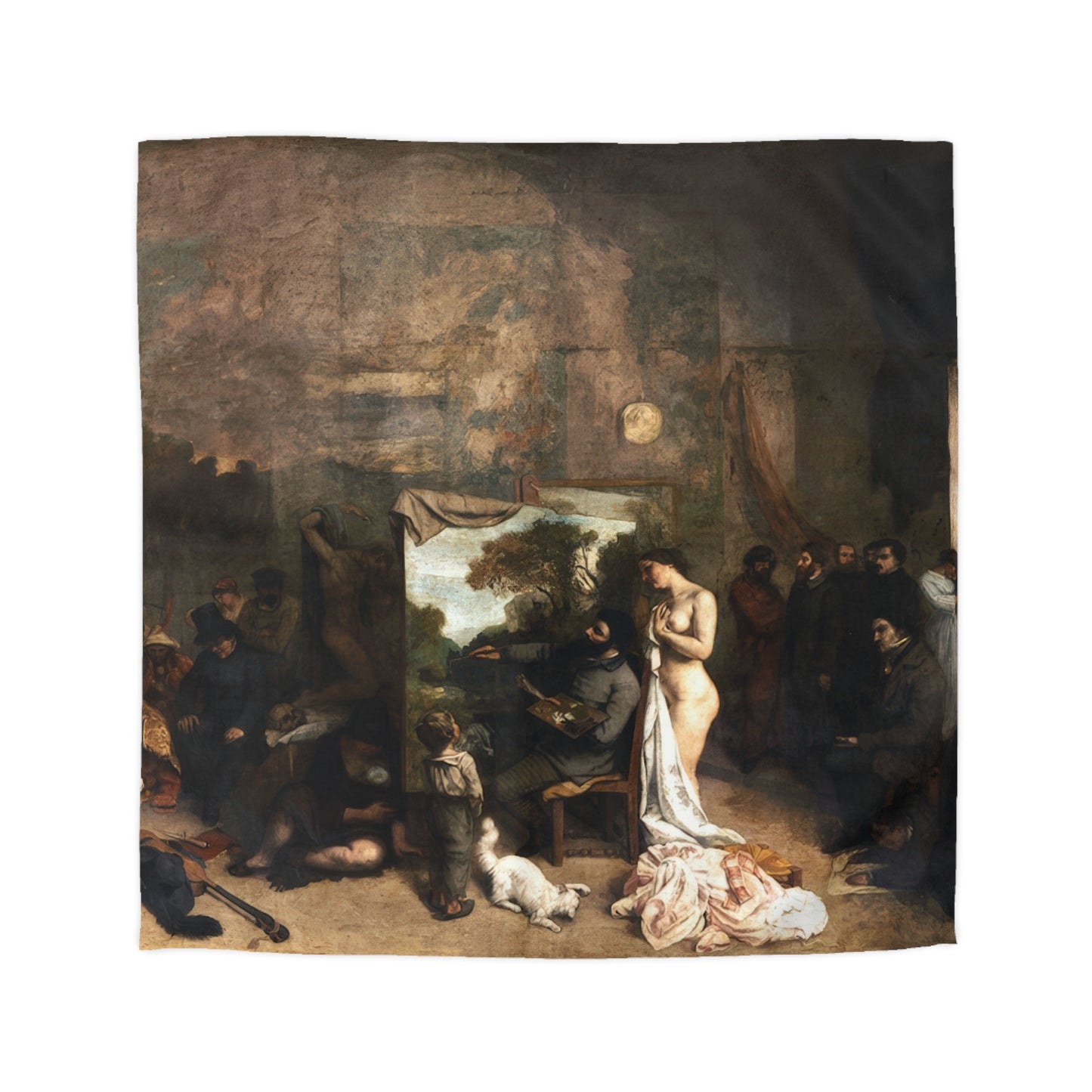 Courbet, Gustave - The Painter’s Studio (1855) - Microfiber Duvet Cover