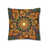 Monarch Butterfly Mandala - Faux Suede Square Pillowcase