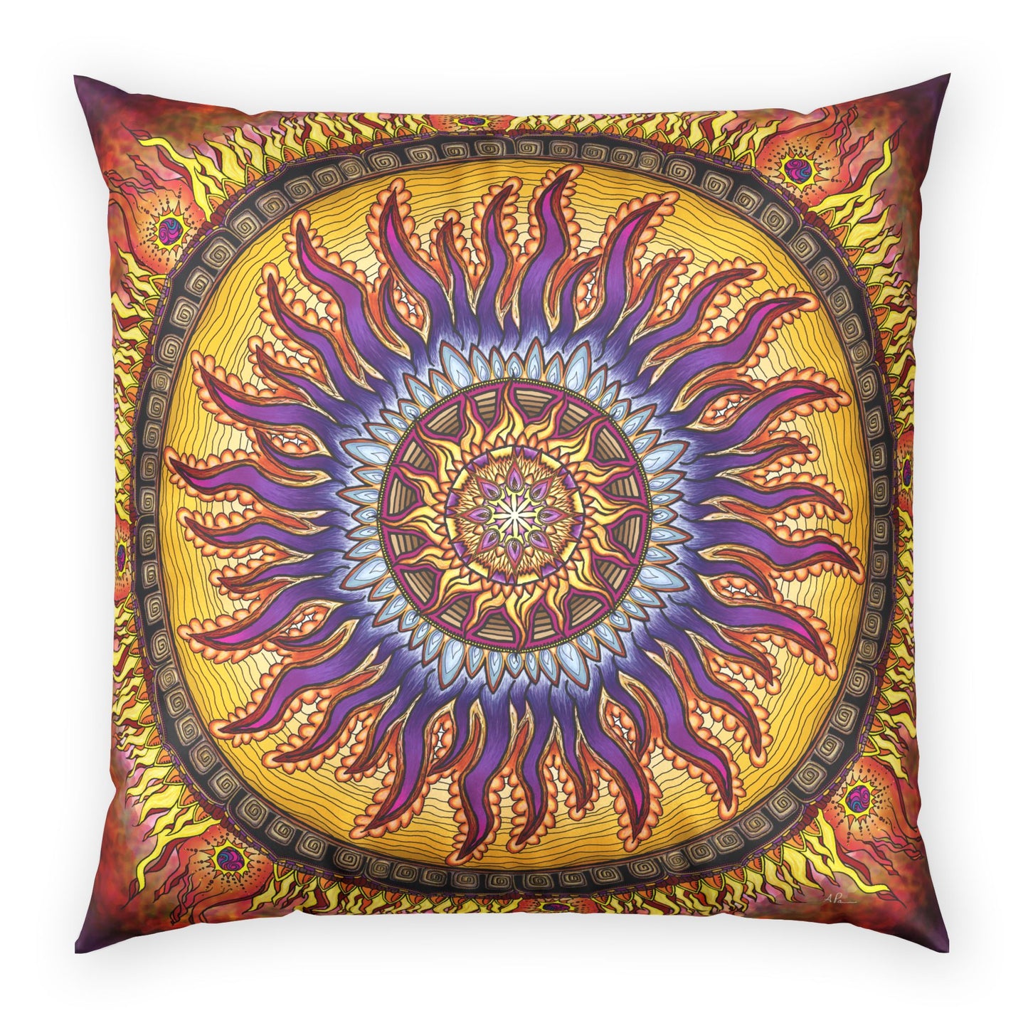 Pacio, Adam - Solar Disc Mandala - Poly Velvet Pillow