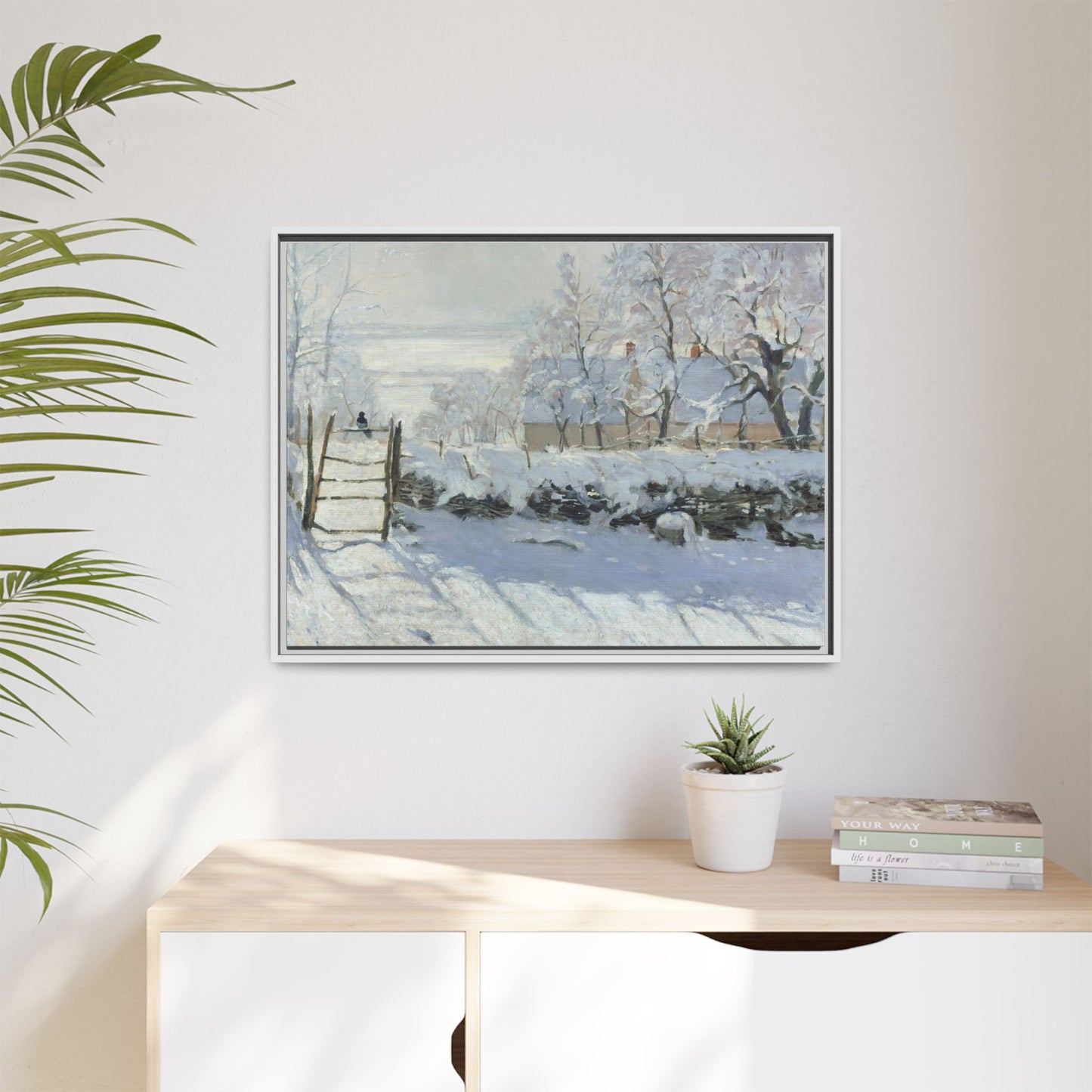 Monet, Claude - The Magpie (1868) - Matte Canvas, Framed