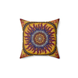 Solar Disc Mandala - Suede Square Pillow