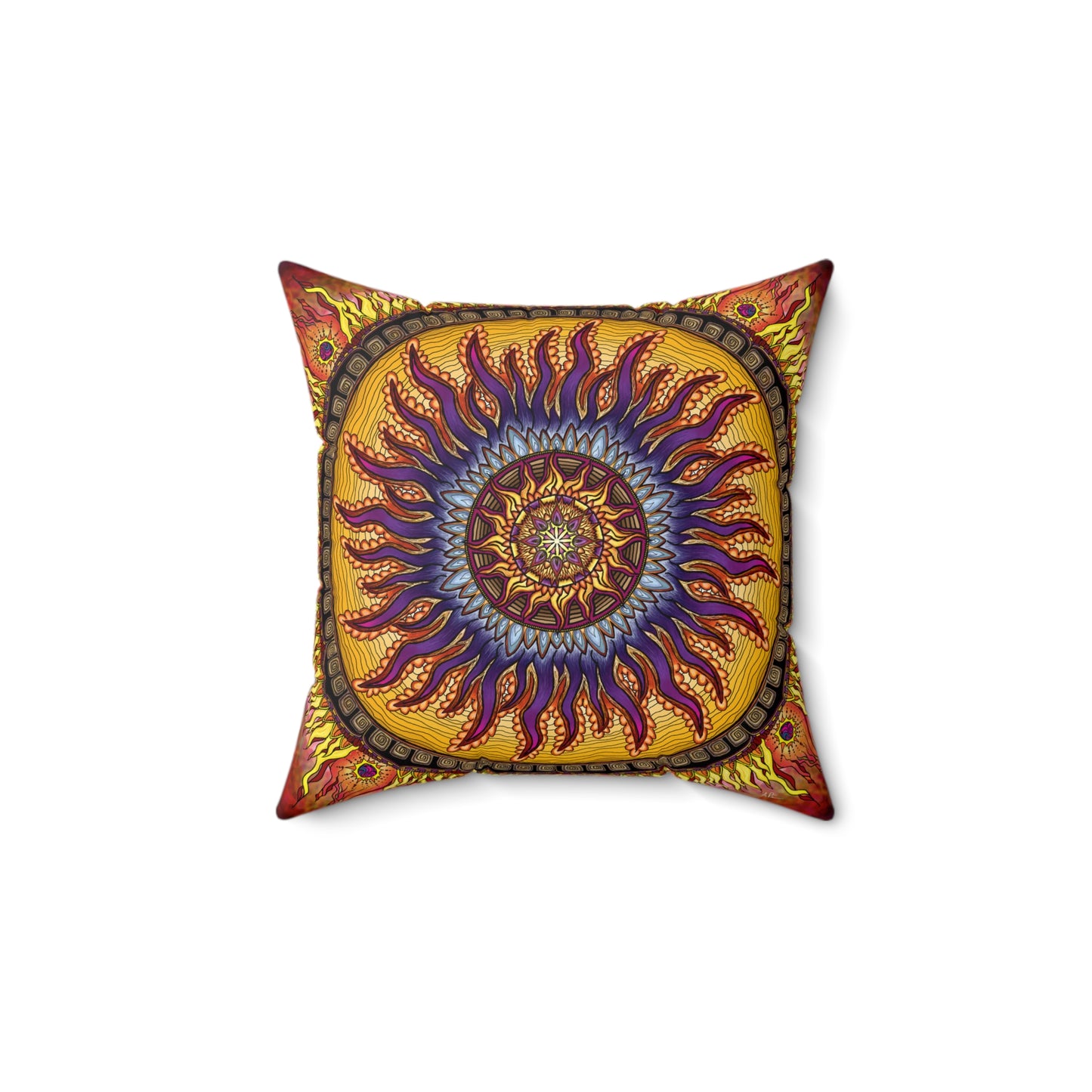 Pacio, Adam - Solar Disc Mandala - Suede Square Pillow