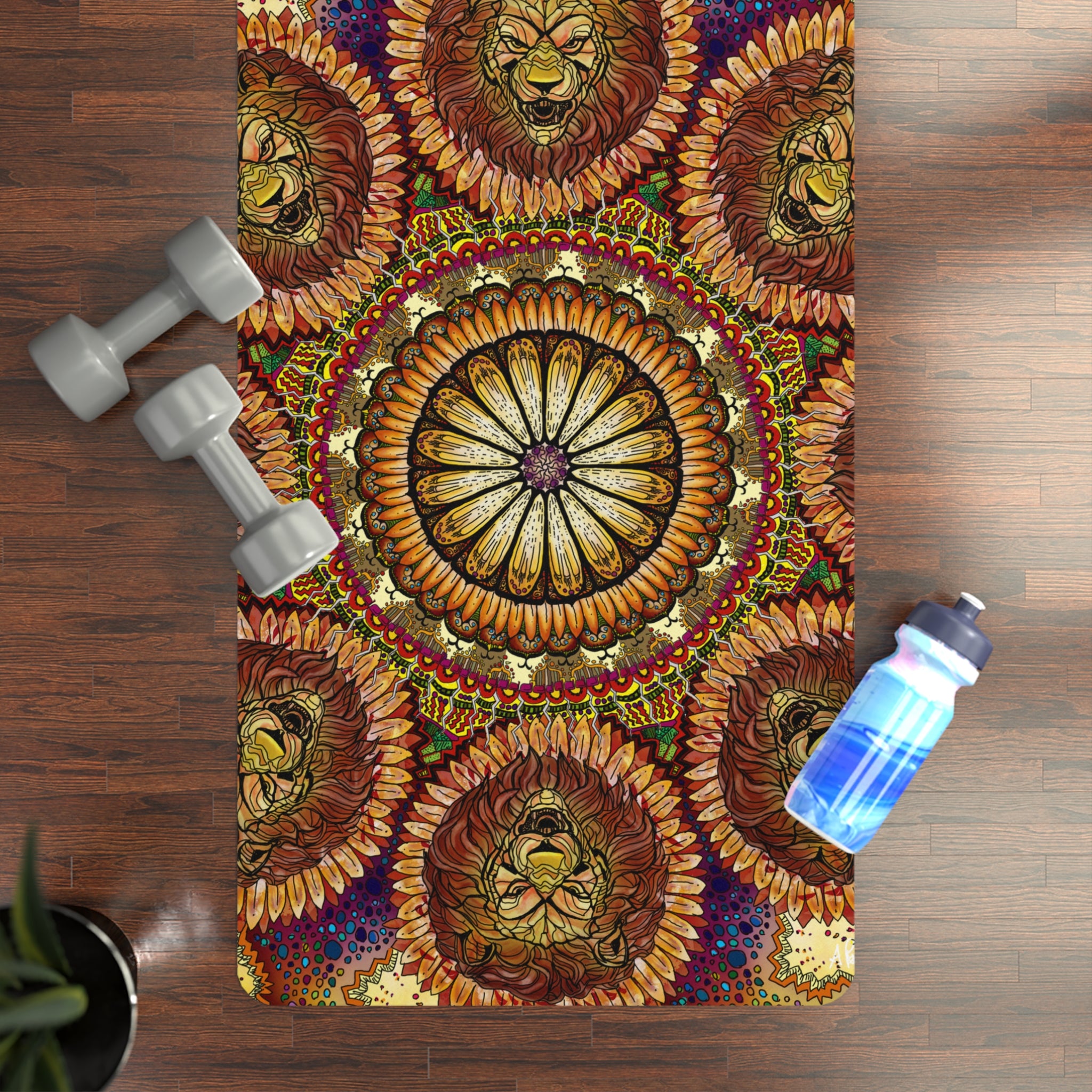 Lion Summer Mandala - Rubber Yoga Mat