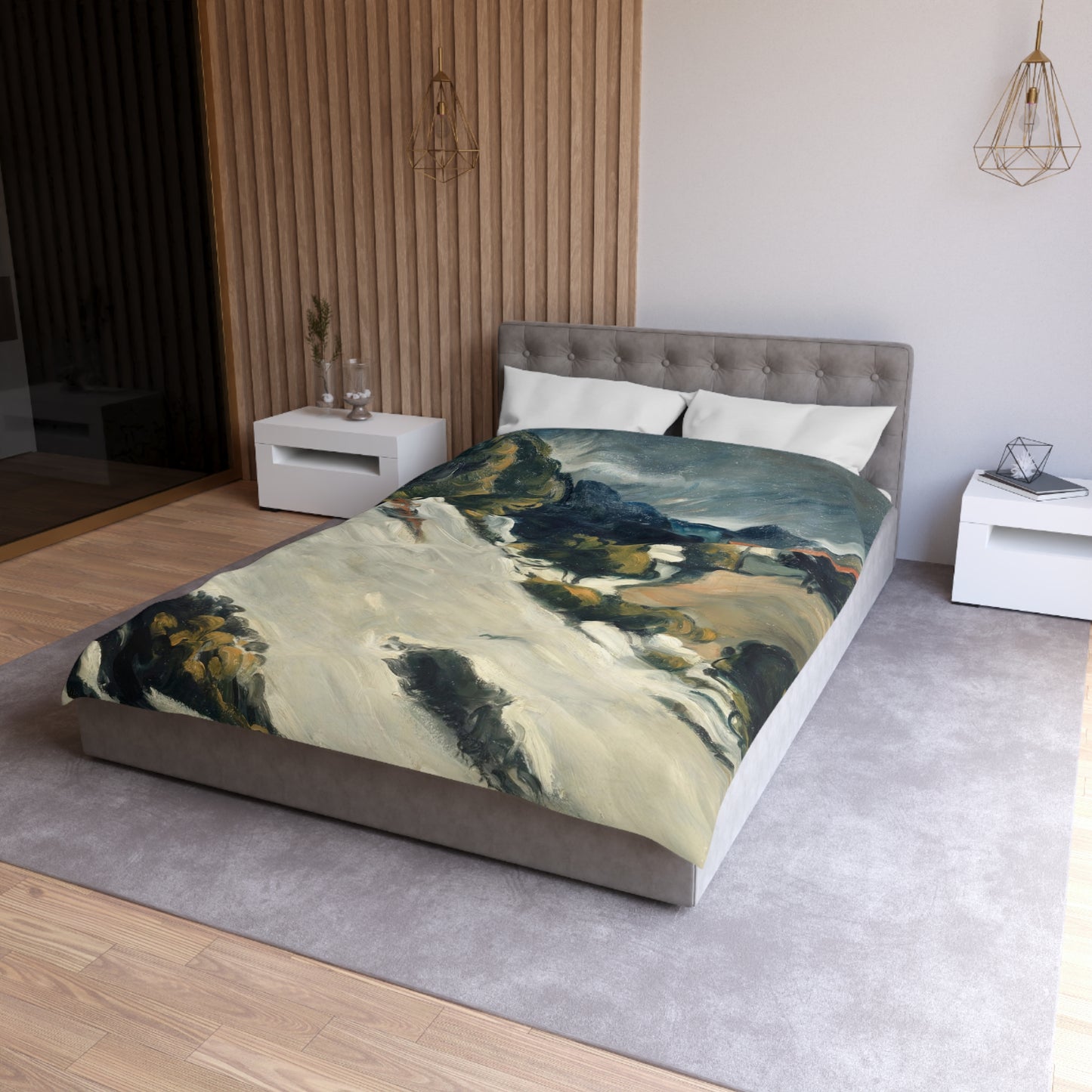 Cézanne, Paul - L’Estaque, Melting Snow (1870) - Microfiber Duvet Cover