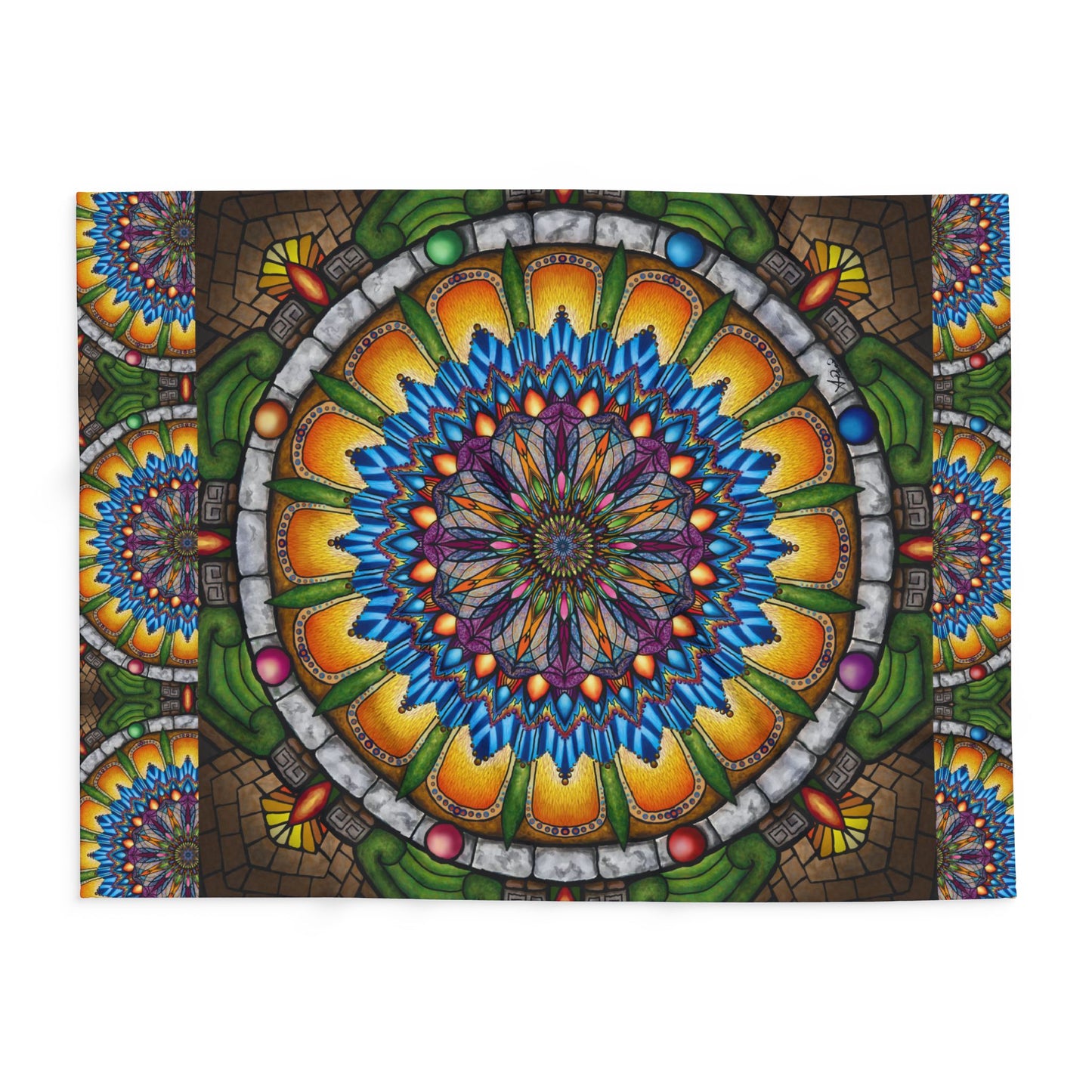 Pacio, Adam - Emerald Arrows Mandala - Arctic Fleece Blanket