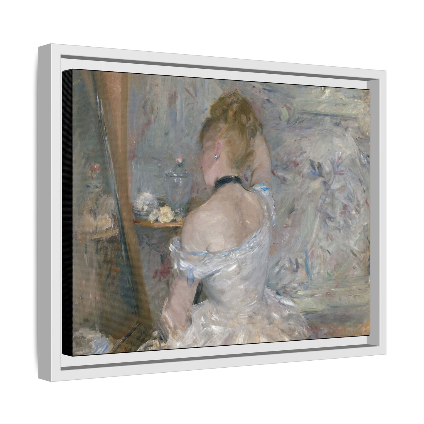 Morisot, Berthe - Woman at Her Toilette (1880) - Matte Canvas, Framed