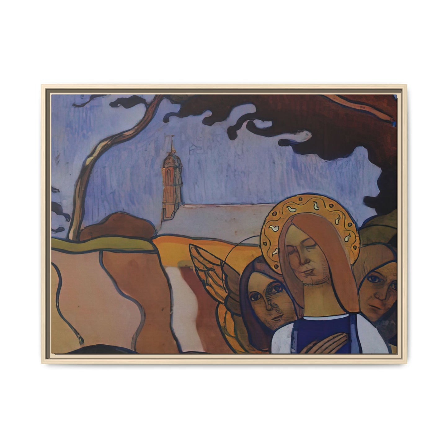 Filiger, Charles - Virgin and Two Angels (1895) - Matte Canvas, Framed