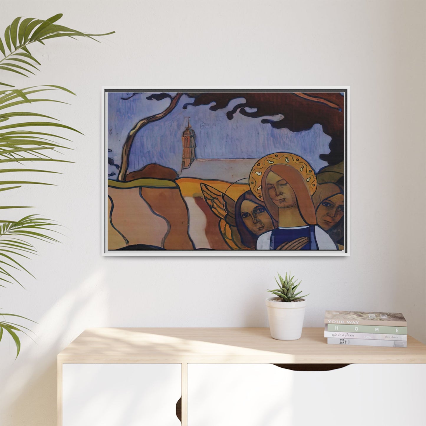 Filiger, Charles - Virgin and Two Angels (1895) - Matte Canvas, Framed