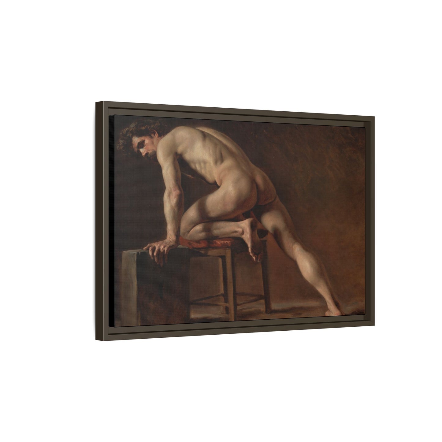 Courbet, Gustave - Study of a Nude Man (1840) - Matte Canvas, Framed
