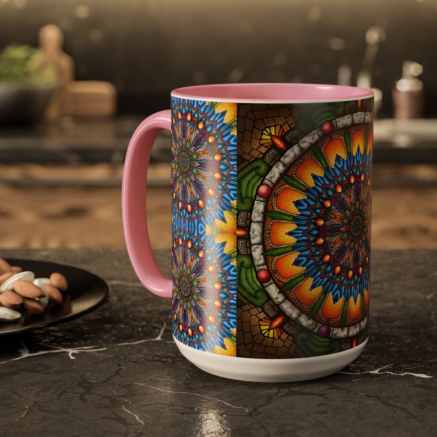 Pacio, Adam - Emerald Arrows Mandala - Colorful Accent Mugs