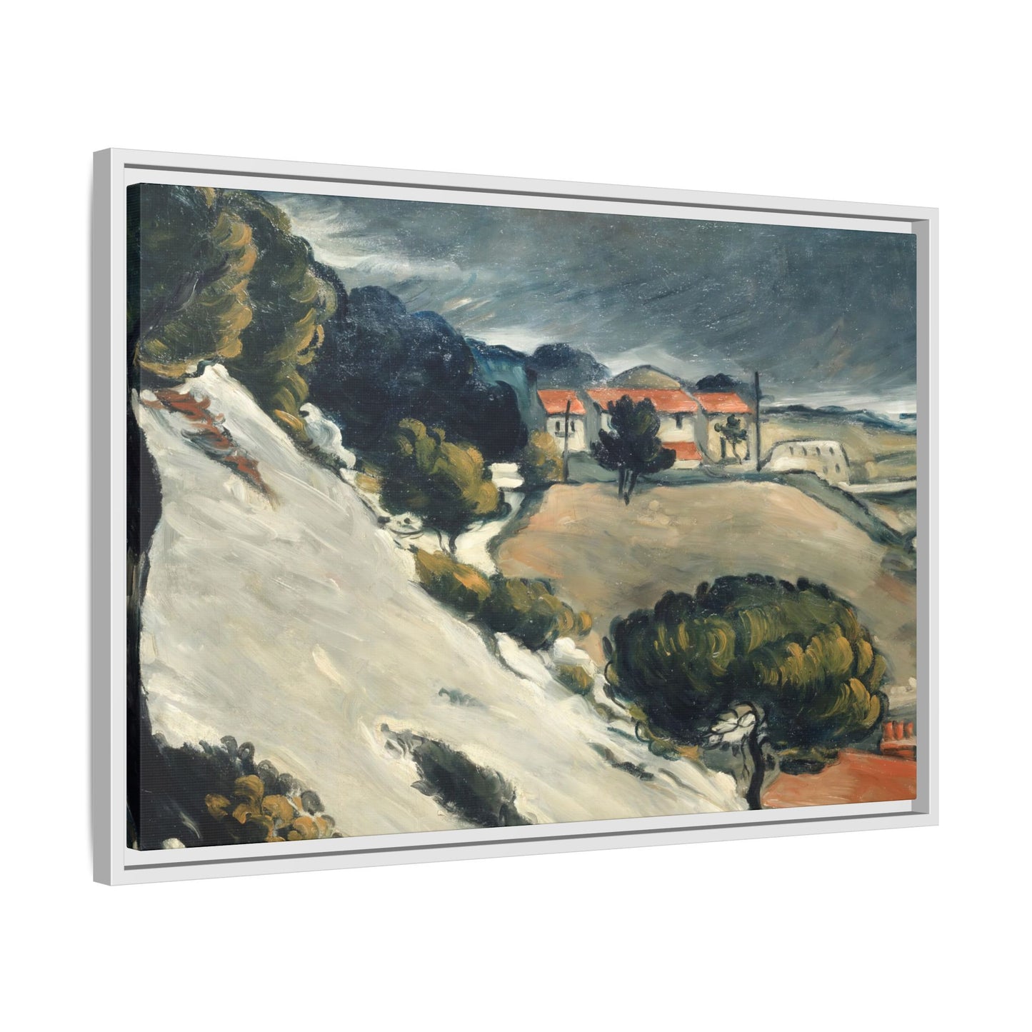 Cézanne, Paul - L’Estaque, Melting Snow (1870) - Matte Canvas, Framed