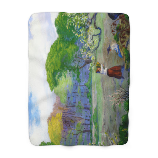 Ranson, Paul - Picking Flowers (1890) - Sherpa Fleece Blanket