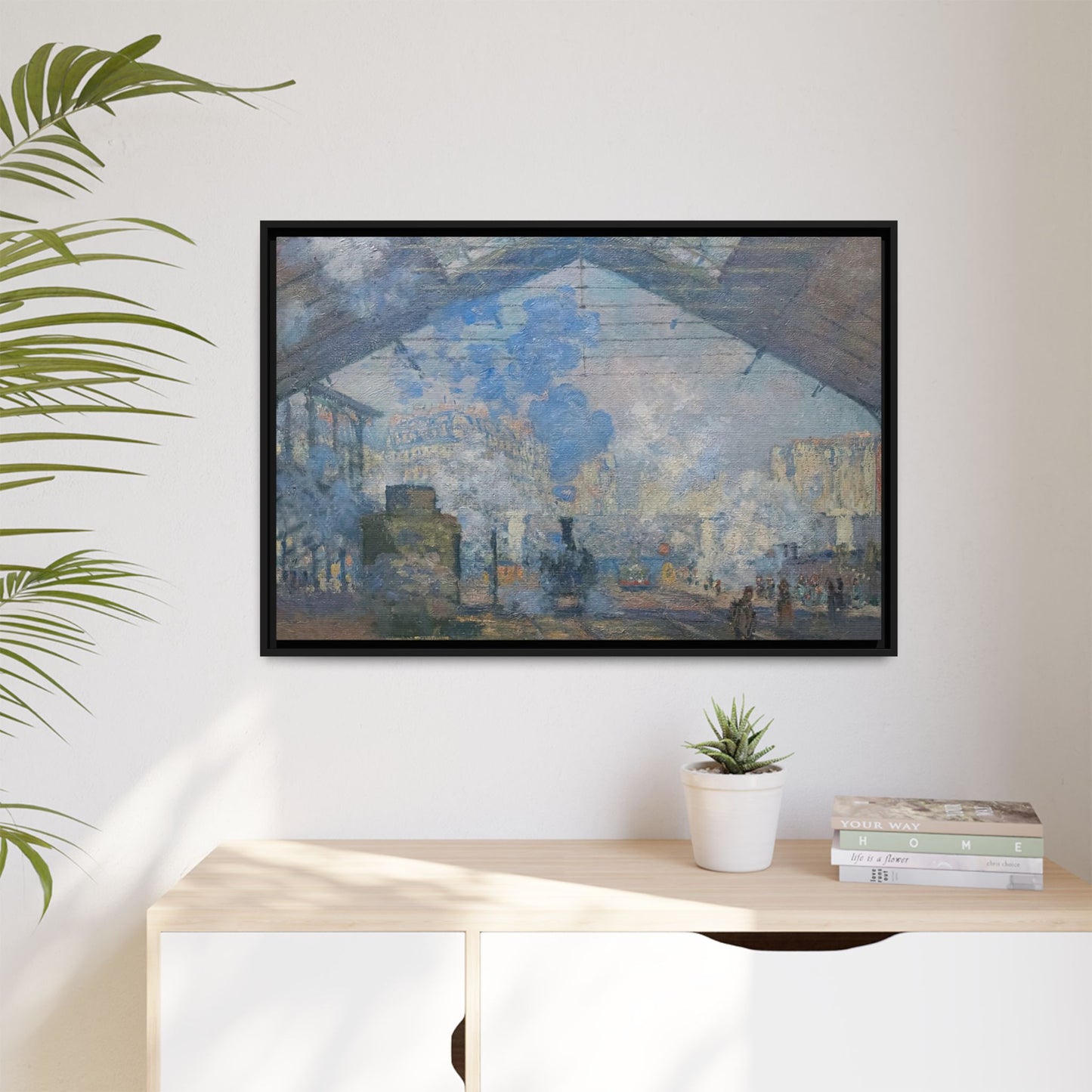Monet, Claude - Le Gare Saint-Lazare (1877) - Matte Canvas, Framed