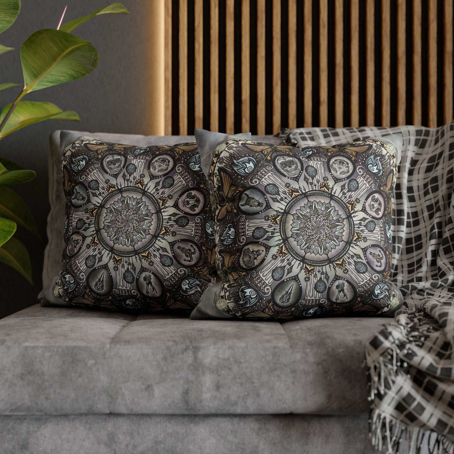 Pacio, Adam - Memento Mori Mandala - Suede Square Pillowcase