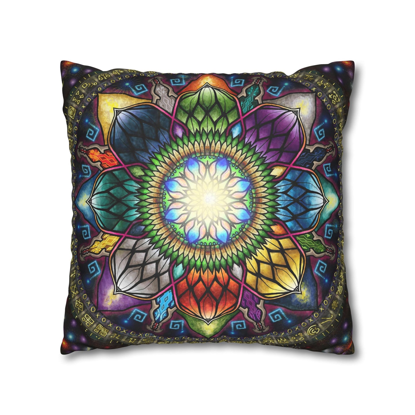 Pacio, Adam - Mystic Jewel Mandala - Suede Square Pillowcase