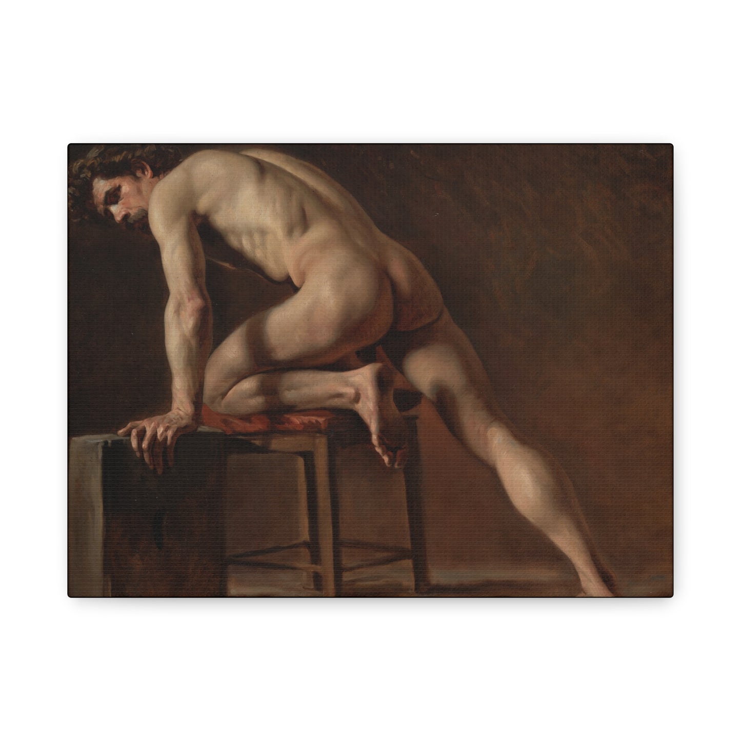 Courbet, Gustave - Study of a Nude Man (1840) - Canvas Block, unframed