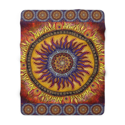 Solar Disc Mandala - Sherpa Fleece Blanket