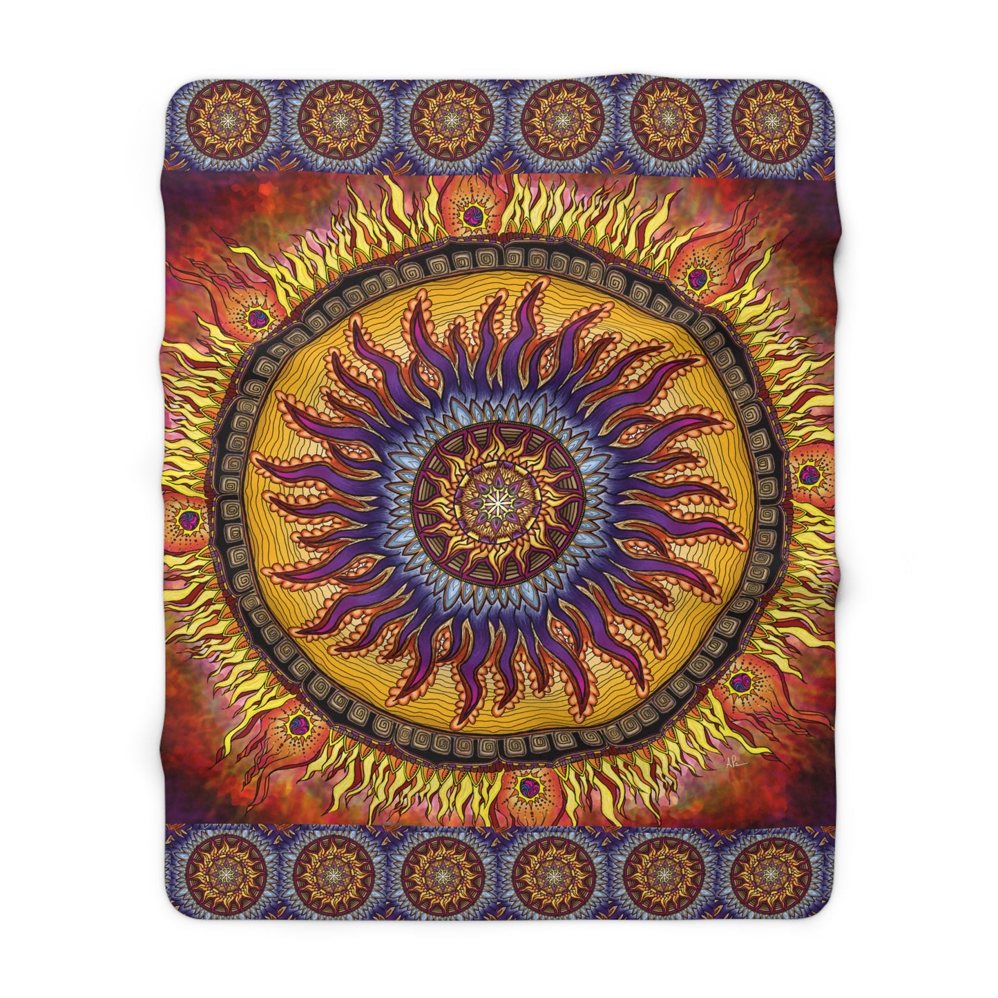 Solar Disc Mandala - Sherpa Fleece Blanket