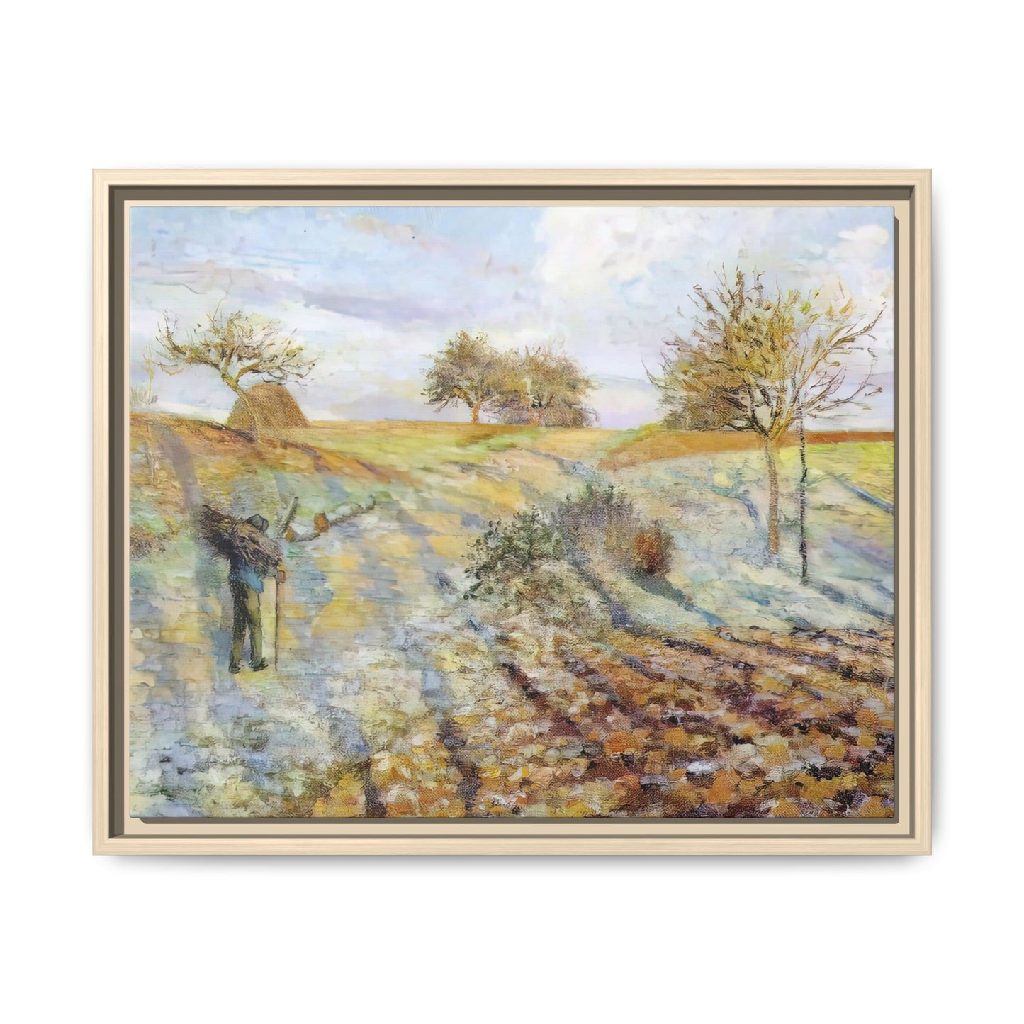 Pissarro, Camille - Hoarfrost (1873) - Matte Canvas, Framed