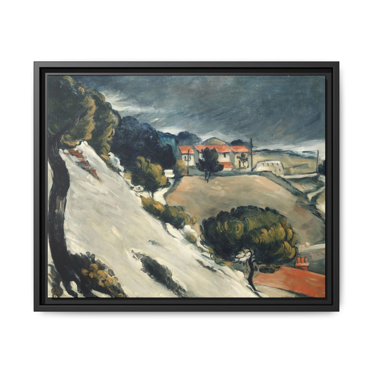Cézanne, Paul - L’Estaque, Melting Snow (1870) - Matte Canvas, Framed
