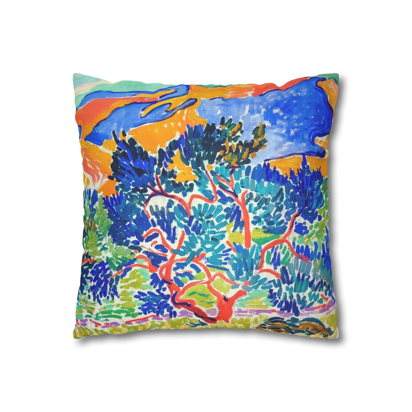 Derain, André - Mountains at Collioure (1905) - Suede Square Pillowcase