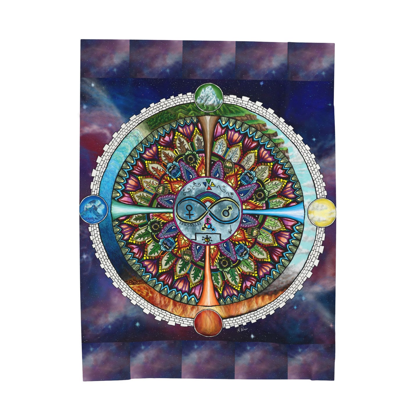 Lunar Rites Mandala - Velveteen Plush Blanket