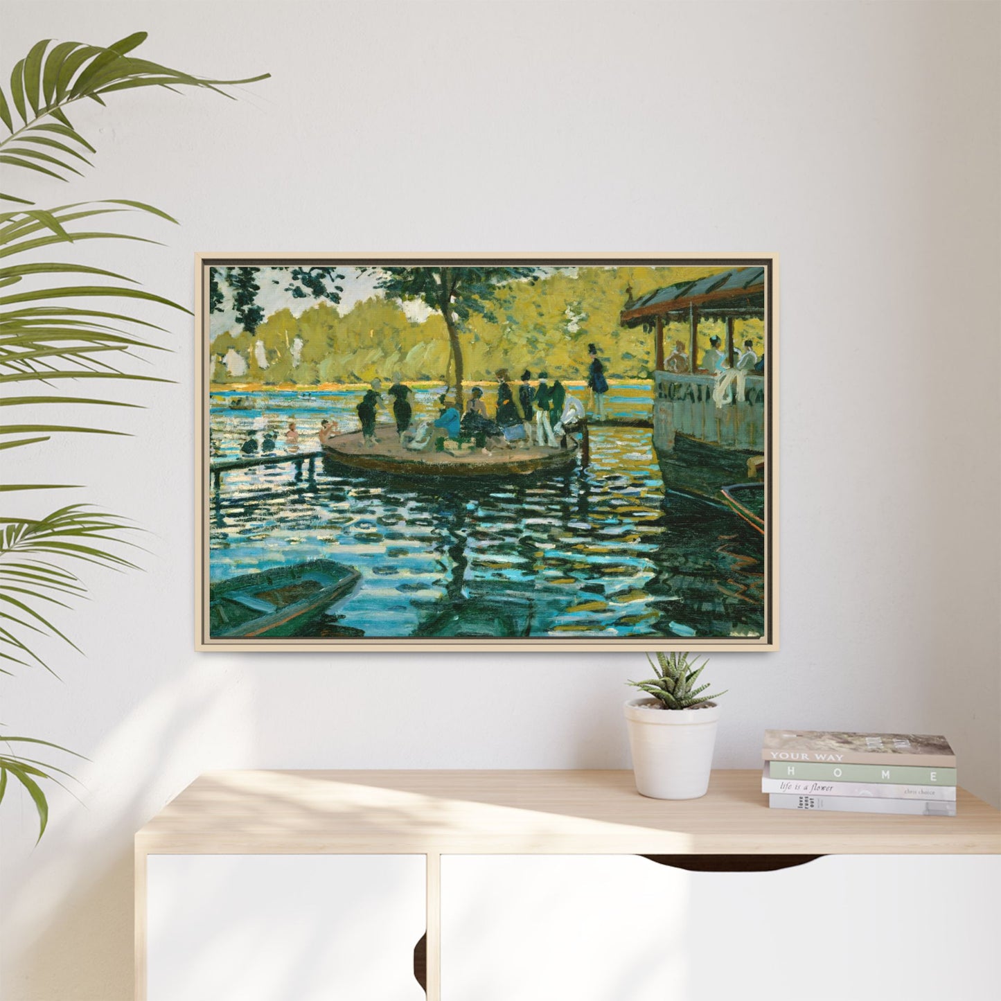 Monet, Claude - La Grenouillere (1869) - Matte Canvas, Framed