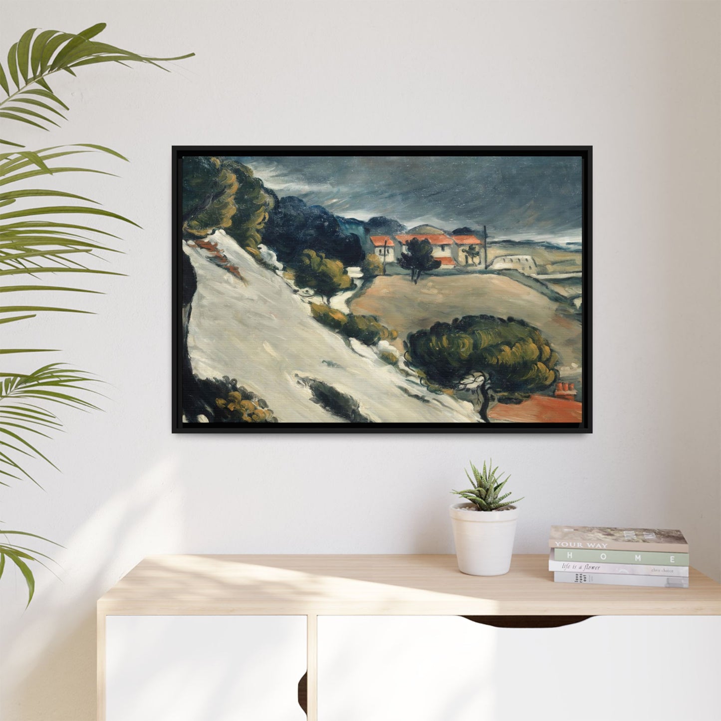 Cézanne, Paul - L’Estaque, Melting Snow (1870) - Matte Canvas, Framed