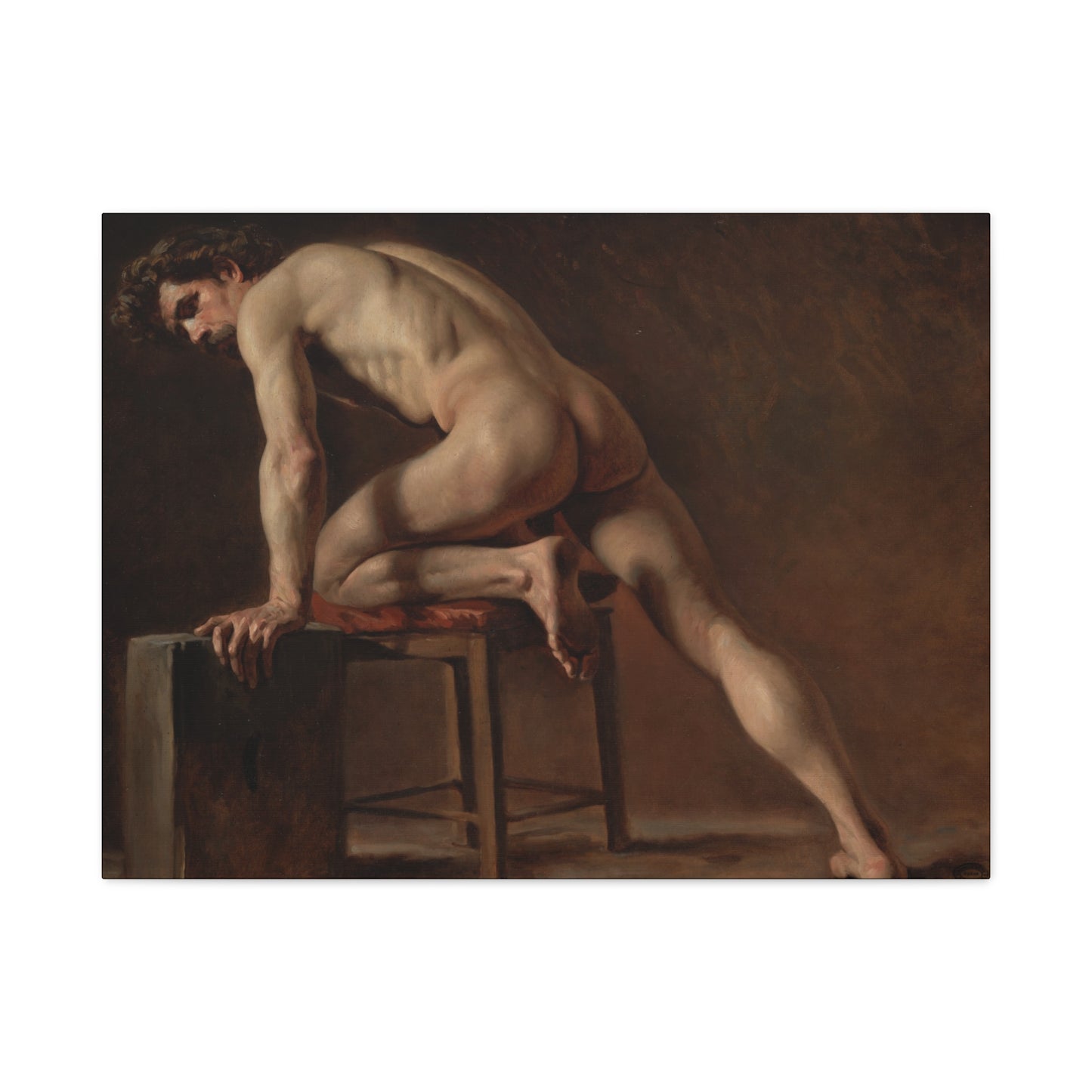 Courbet, Gustave - Study of a Nude Man (1840) - Canvas Block, unframed