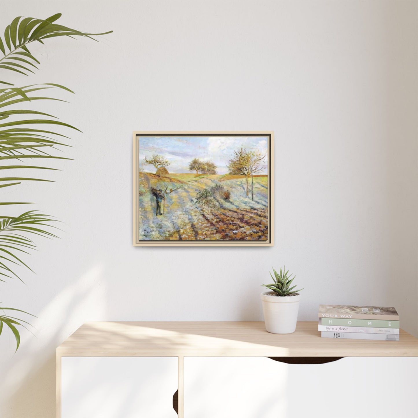 Pissarro, Camille - Hoarfrost (1873) - Matte Canvas, Framed