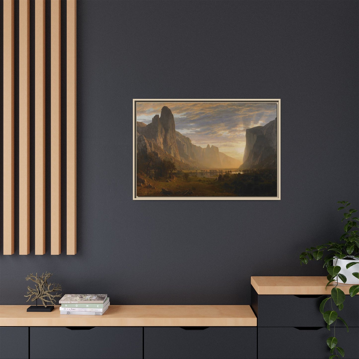 Bierstadt, Albert - Looking Down Yosemite Valley (1865) - Matte Canvas, Framed