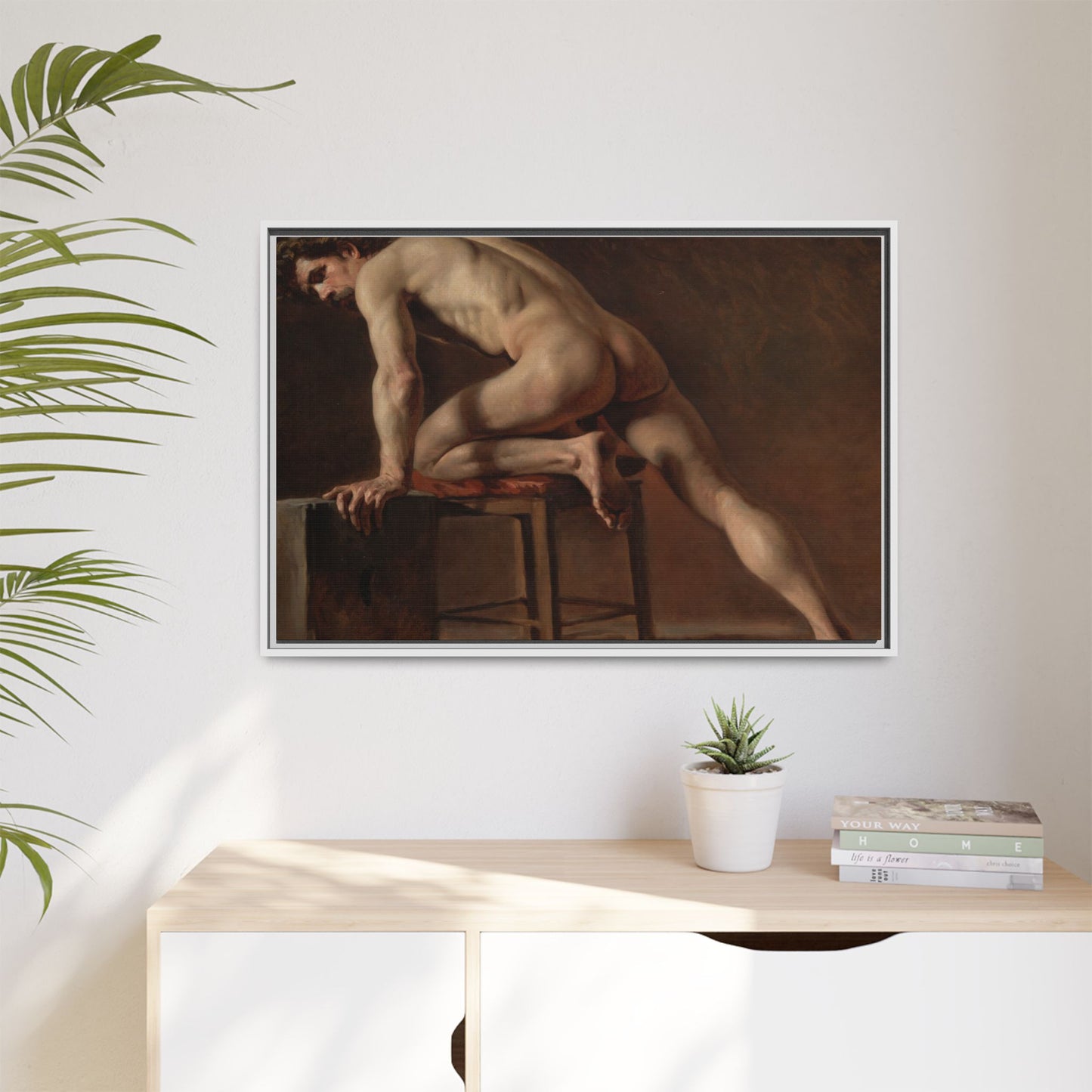 Courbet, Gustave - Study of a Nude Man (1840) - Matte Canvas, Framed