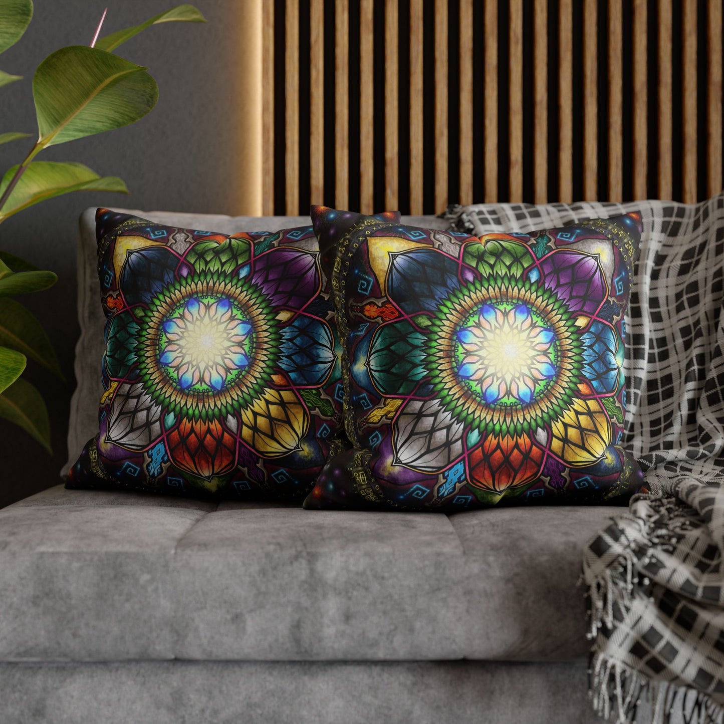 Pacio, Adam - Mystic Jewel Mandala - Suede Square Pillowcase