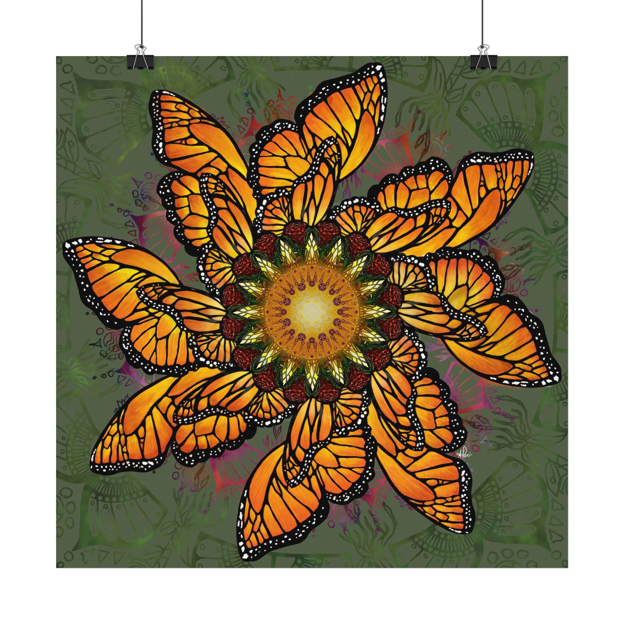 Monarch Butterfly Mandala - Satin Poster