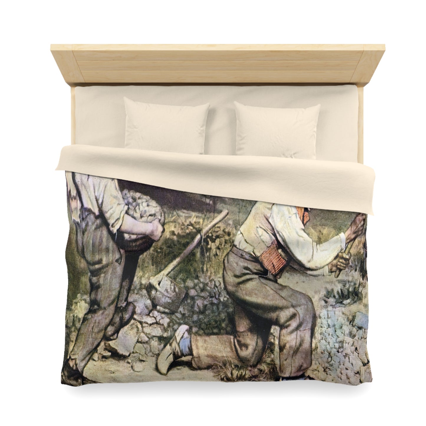 Courbet, Gustave - The Stone Breakers (1850) - Microfiber Duvet Cover