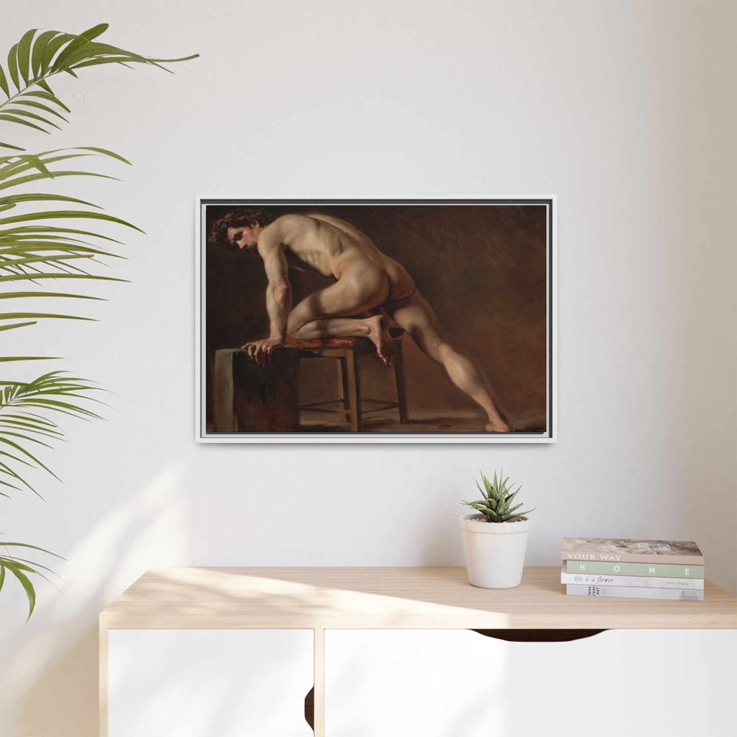 Courbet, Gustave - Study of a Nude Man (1840) - Matte Canvas, Framed