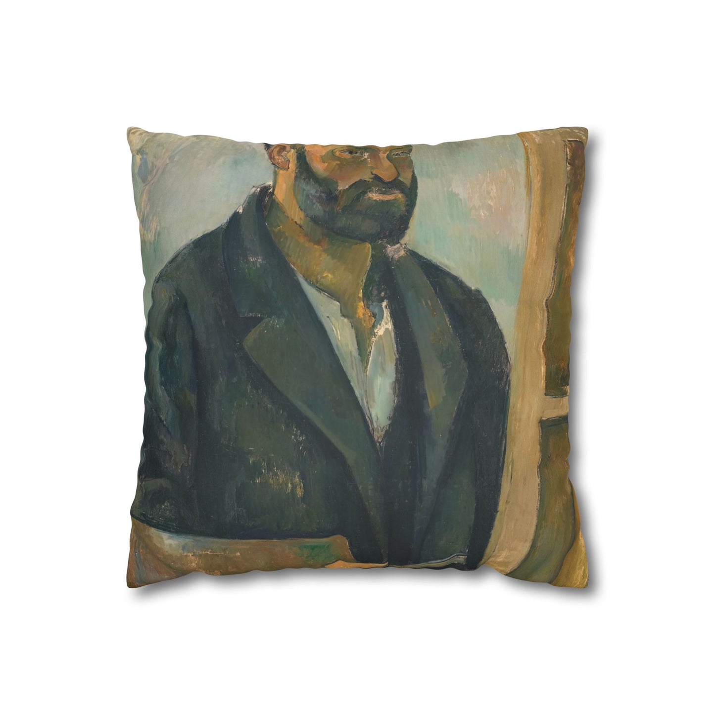 Cézanne, Paul - Portrait of the Artist with a Palette (1890) - Suede Square Pillowcase